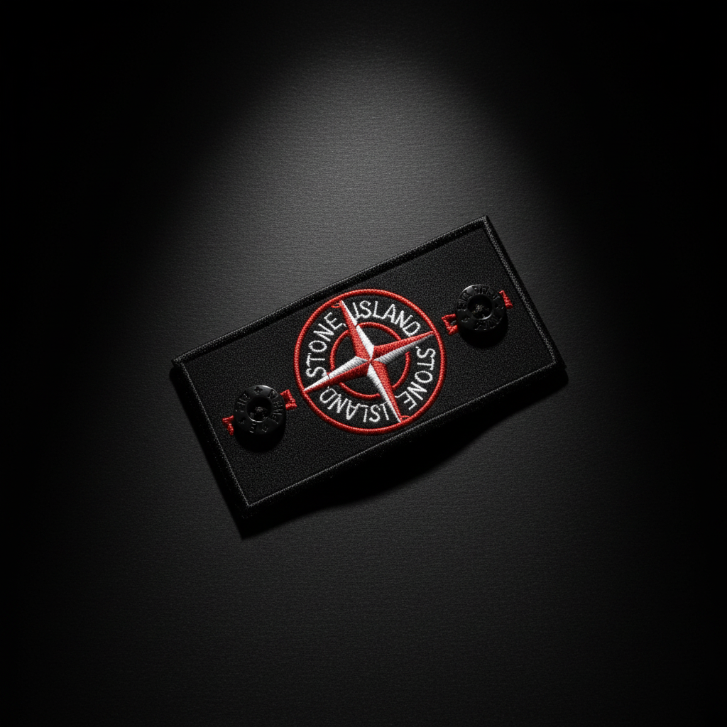 PatchStoney Red flat lay angle 3 with 2 buttons